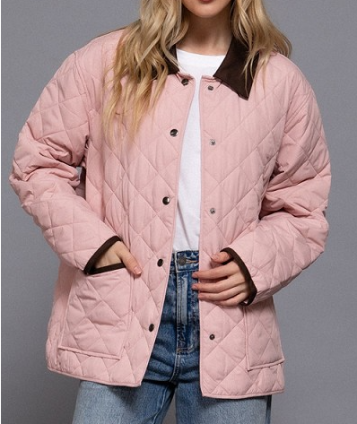 Langärmlige Steppjacke mit Kontrastkragen