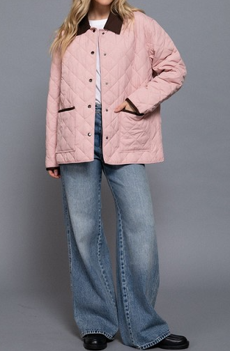 Langärmlige Steppjacke mit Kontrastkragen